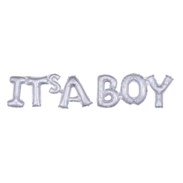 40" x 9" Block Phrase "It's A Boy" Air-Filled Foil Balloon - Holographic