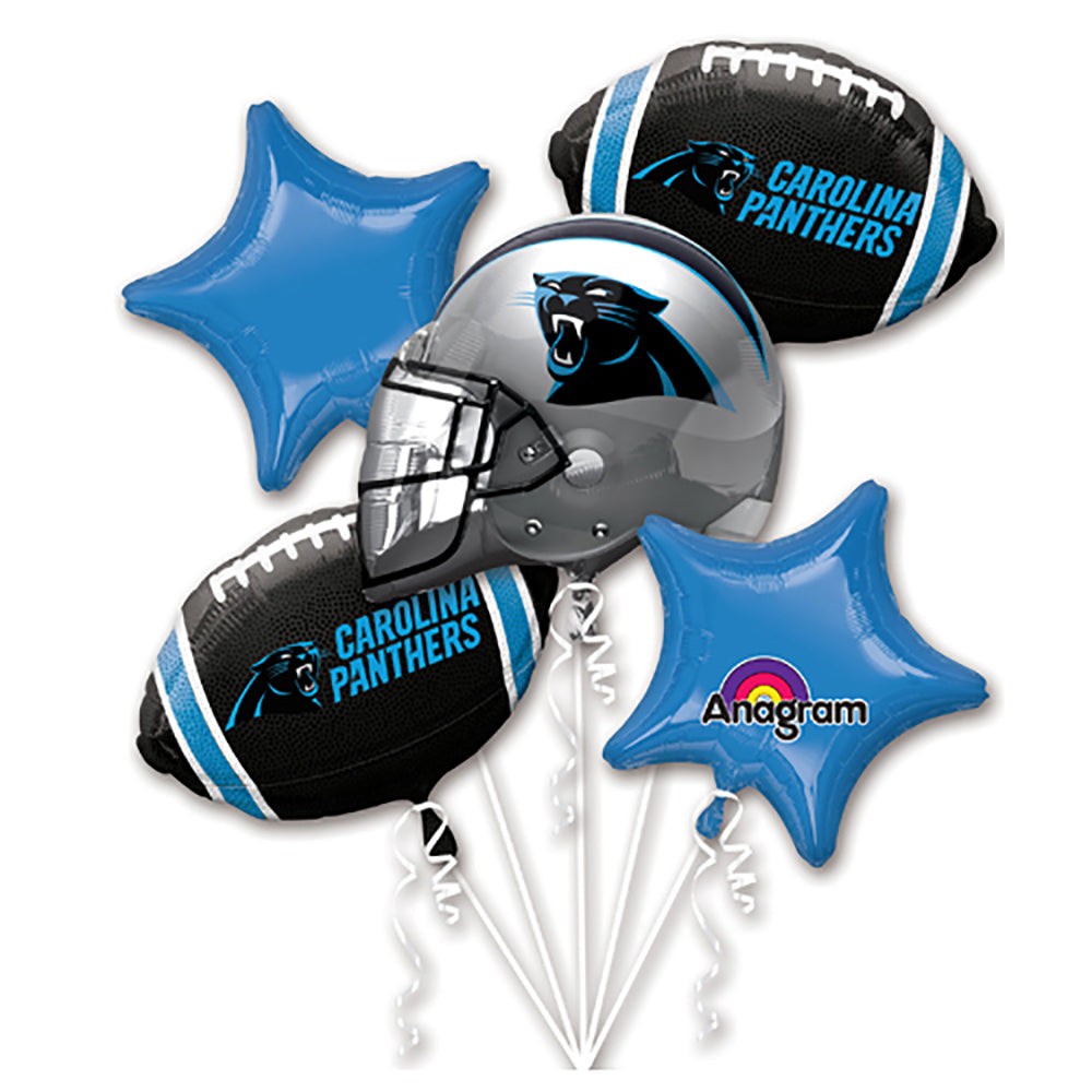 Carolina Panthers Balloon Bouquet – 5 Piece NFL Football Party Decoration