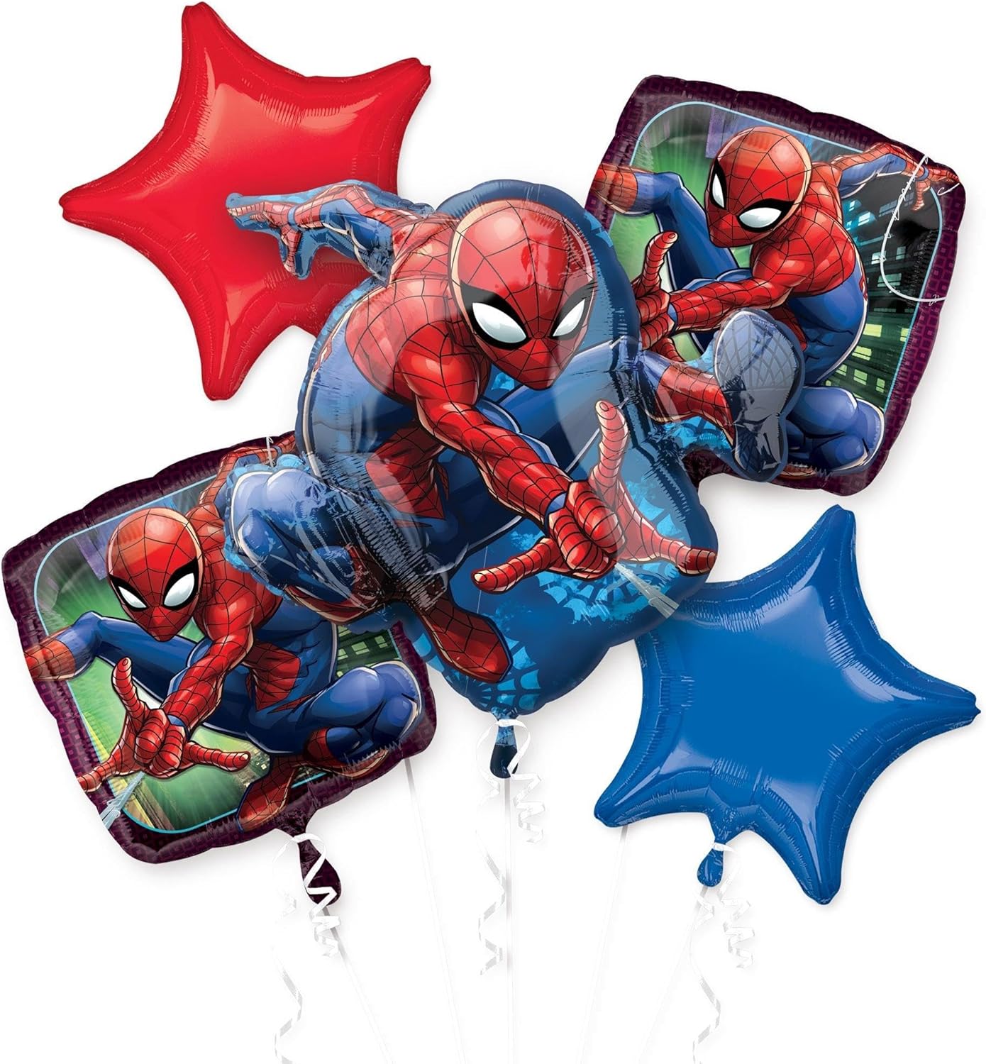 Spider-Man Animated Balloon Bouquet – 5 Piece Foil Helium Balloons