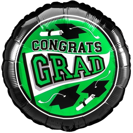 18" Congrats Grad School Colors Standard Balloon - Green