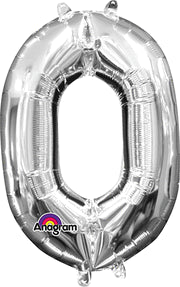 16" Number "0" Air-Filled Foil Balloon - Silver