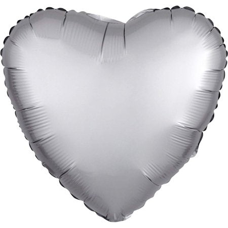 18" Satin Luxe™ Heart Standard Balloon - Platinum
